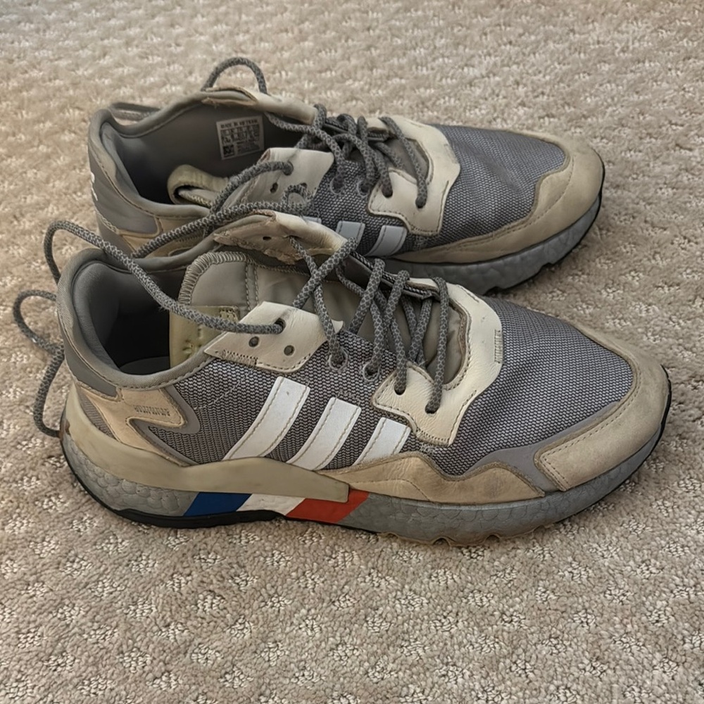 Adidas Gray and White Trail Sneakers Durable Design